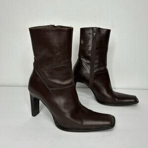 Charles David Women's Mid Calf Brown Heel Boots Size 35.5 US 5.5